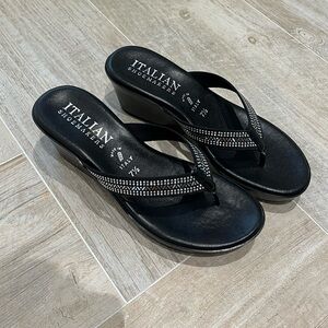 Italian Shoemakers authentic black wedge sandals